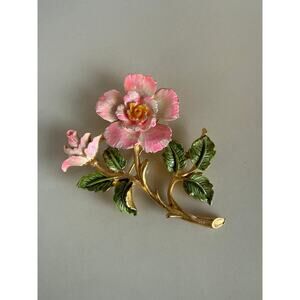 Rafreuan pink rose brooch 
Costume MCM brooch